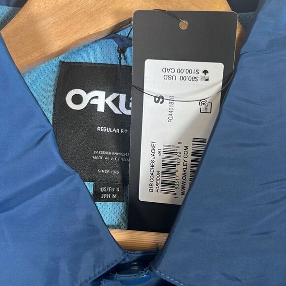 Oakley Coaches Tech Poseidon Logo Water repellant Snap-Up Jacket - NWT Men-Small - Picture 5 of 8